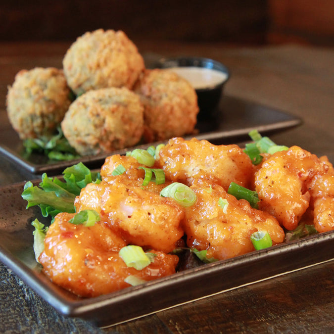Dynamite Shrimp and Turnip Green Bites